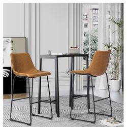 Furmax Bar Stools 29 Inches Counter Height Stools Set of 2, Dining Chairs, PU Leather Bar Chairs with Back, Modern Industrial Armless Stool for Kitche