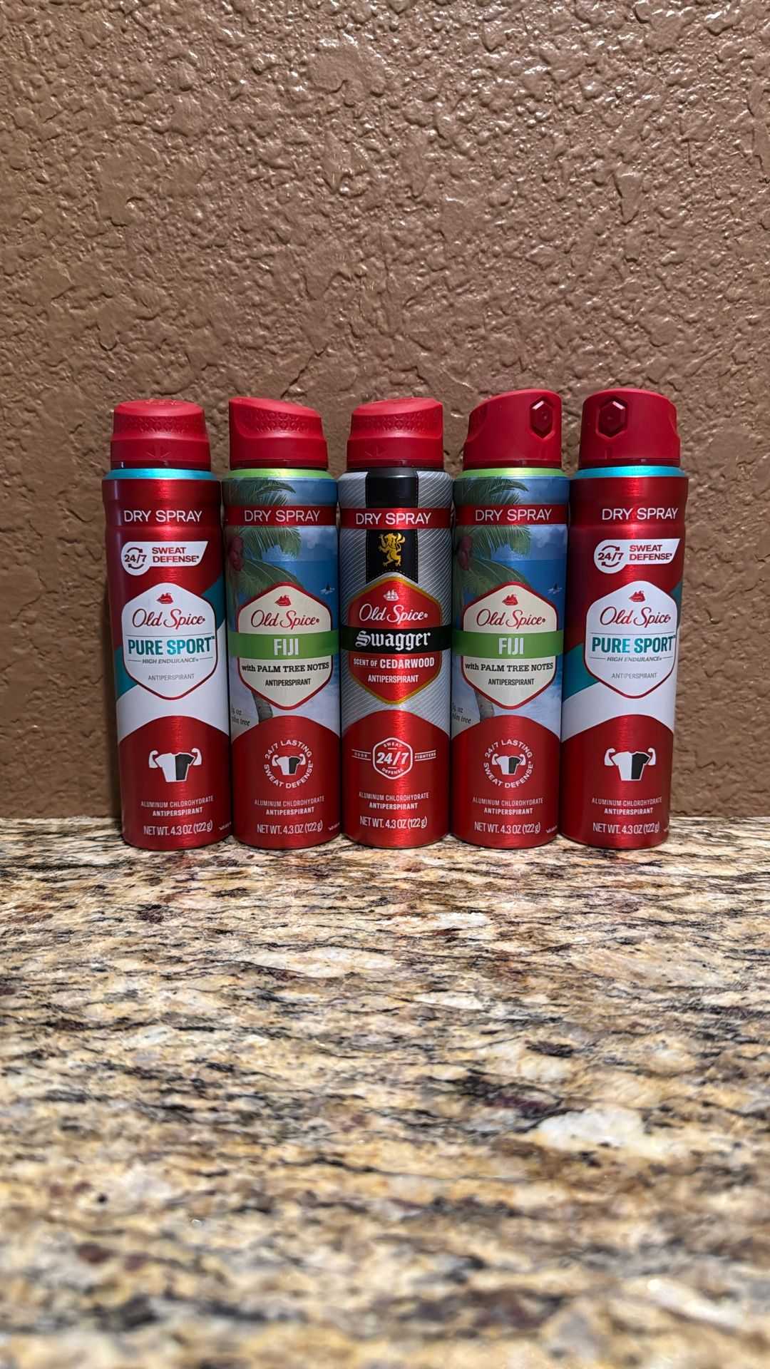 5 - old spice antiperspirant deodorant dry spray - pure sport, fiji, and swagger - for $20