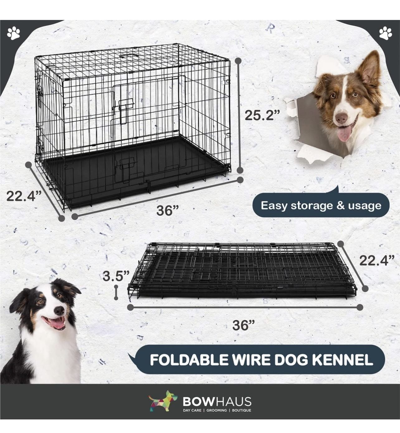 Foldable Dog Crate Wire Metal Dog Kennel