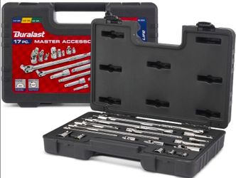 "NEW!" Duralast 1/4in 3/8in 1/2in Drive Accessory Set 17 Piece