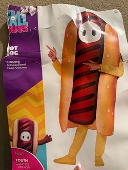 FALL GUYS COSTUME FOR KIDS ONE SIZE FITS ALL FALL GUYS HOT DOG COSTUME