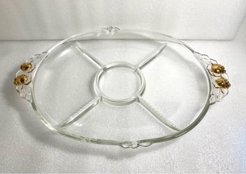 new Other - Mikasa Gilded Rose 16 1/2'' Chip & Dip Platter Serving Tray
