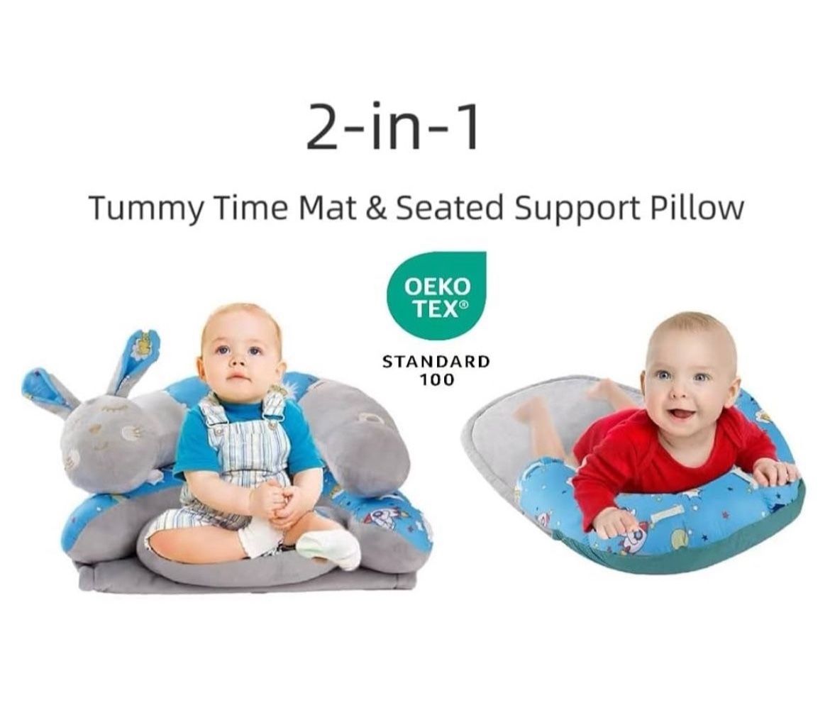 Tummy Time Mat Floor Seated Support Pillow, Baby Tummy Time Mat for Newborns and Older Babies, Detachable Caterpillar Tummy Time Playmat for Newborns