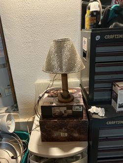 Small Table Lamp with Animal Print Shade