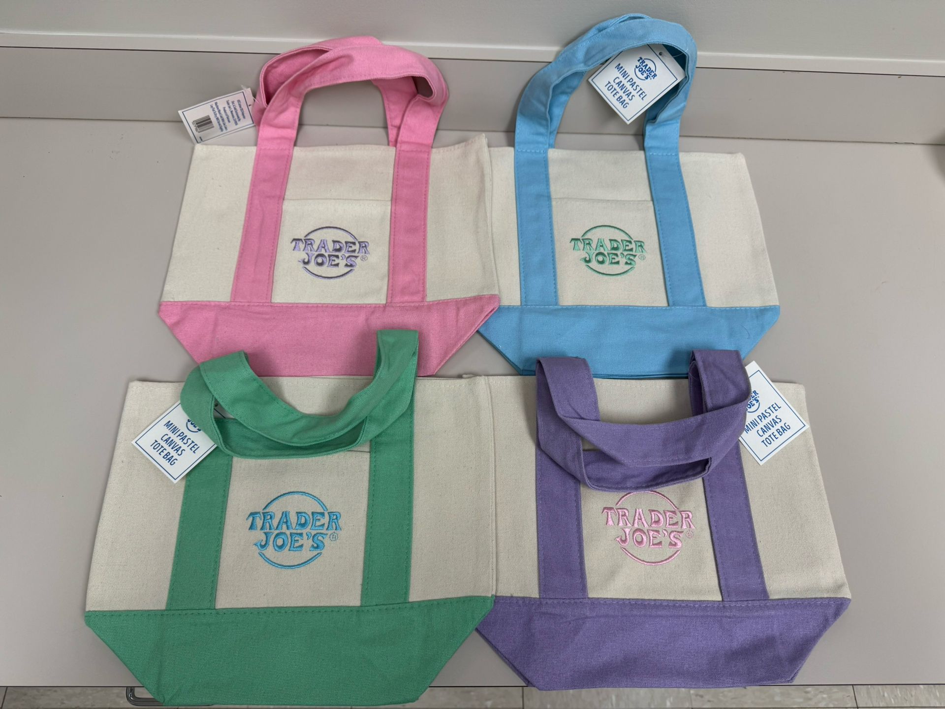 Trader Joe's Mini Canvas Tote Bag (Set of 4)