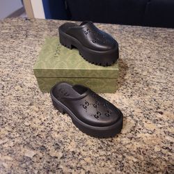 Black Gucci Slippers, Size 8