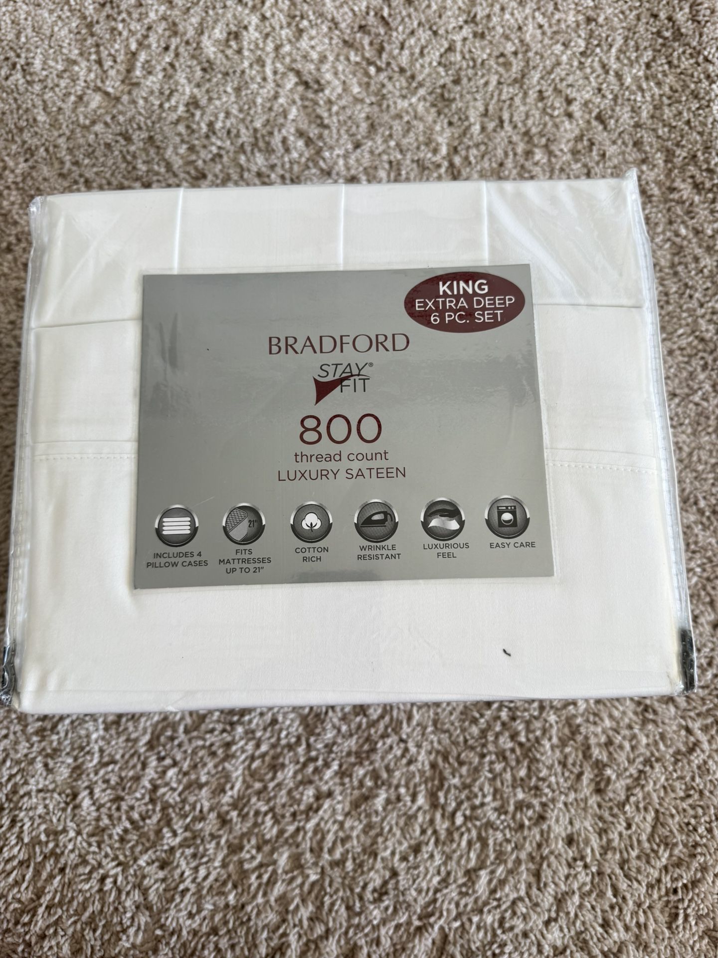 Bradford Stay Fit King Sheet Set β White β¨
