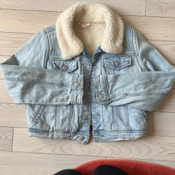 Girls Fur Collar Jean Jacket