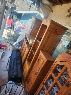 Solid wood tv entertainment center