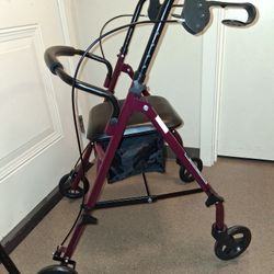  Brand  New Burgundy Medline ✨️ Walker Dual Brakes Height Adjustable New Professional Grade Pro Assembly!
