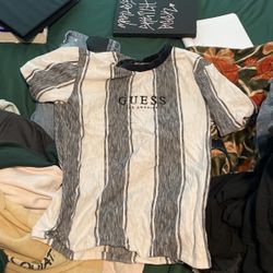 Guess Shirt Striped White And Black 