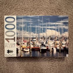 Mindbogglers Jigsaw Puzzle Marina 1000 Piece Boats Sailing Sailboat Water 27” X 21.5”