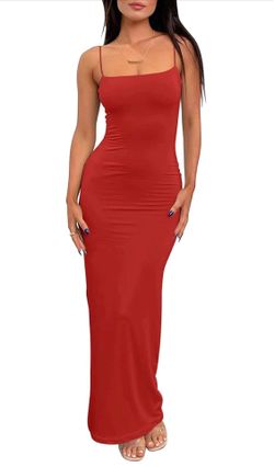 NEW Womens Summer Casual Slip Dress Spaghetti Strap Double Lined Maxi Dress.