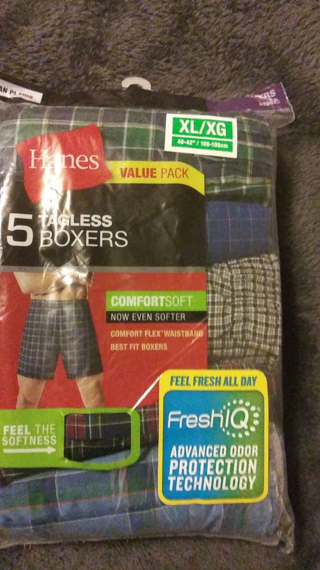 Mens XL boxers 4 packages w/5 boxers per pack with a total ol of 20 boxers retail for $17 per pack retail for $68.