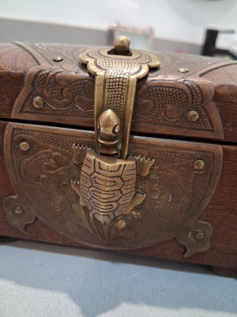 Collectable Rosewood/ Brass Asian Jewelry Box