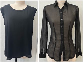 2 for $5 black blouses sleeveless Pleione + sheer - size S