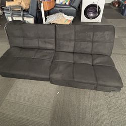 New Futon Black Faux Suede Memory Foam Legs Included