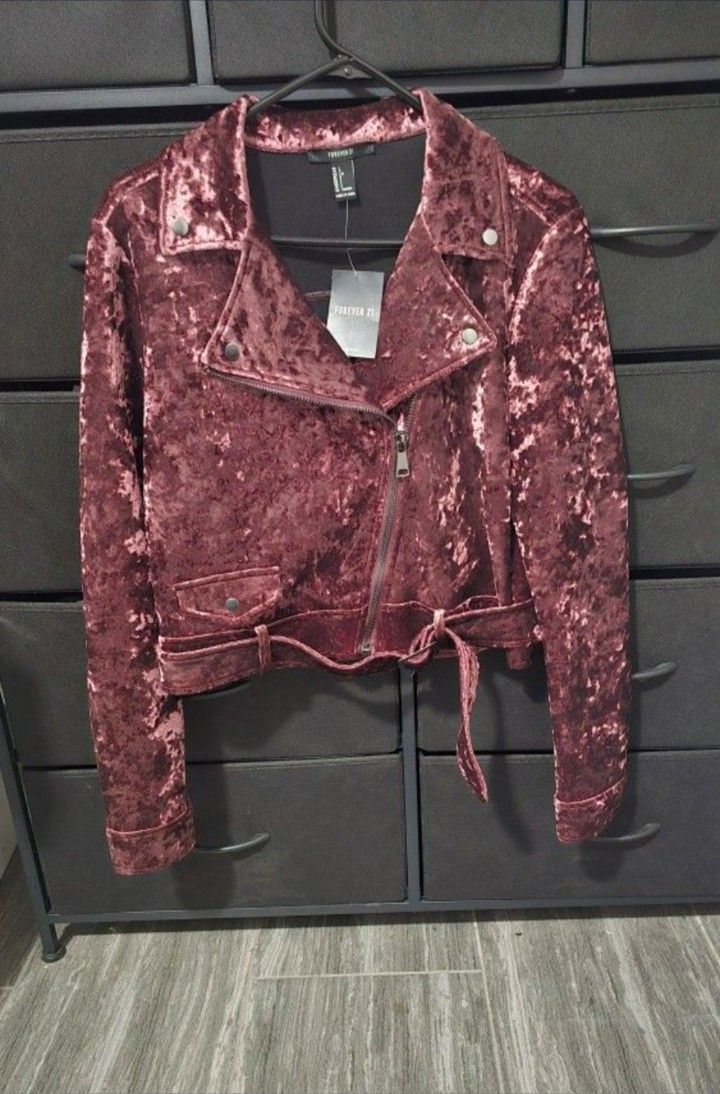 Crushed Velvet Moto Jacket