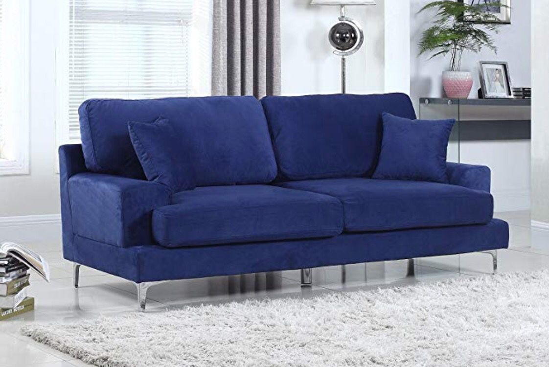 LIKE NEW soft velvet blue sofa
