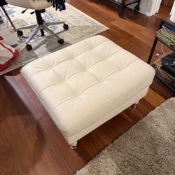 White, Leather Ottoman - Unique Opportunity