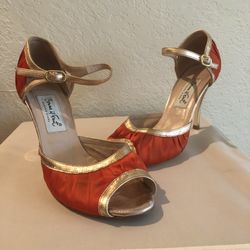 Come Il Faut Tango Shoes, Orange & Gold - size 37