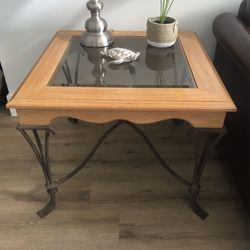 Wrought iron And glass End Table 