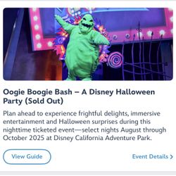 Oogie Boogie Bash Tickets (2) For Sunday 10/26