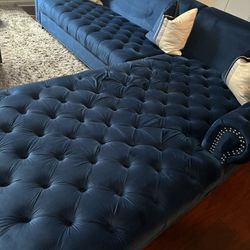 Navy tufted sectional