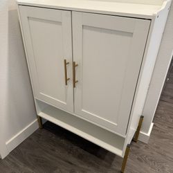 White with Gold Accents Shoe Cabinet 👠