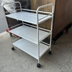 Topeakmart 3-Tier Salon Rolling Trolley Cart in white
