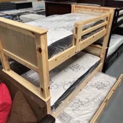 Triple Twin Bunk Bed With Mattress Included 