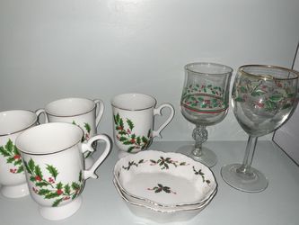 Holiday dishes and glasses