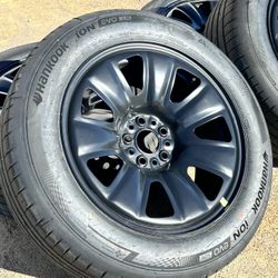 SET 4x 2026 18" Tesla Model Y Juniper OEM Steel Wheels Rims Tires 99% Hankook 235/55/18