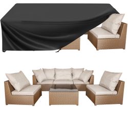 Velway Patio Furniture Cover Outdoor Waterproof Rectangular Patio Table Chair Sofa Set Cover, 128" Lx82 Wx28 H, All Weather Oxford Tear-Resistant Mate