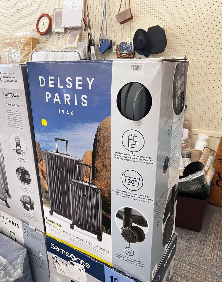 Delsey Paris Accelerate 2-Piece 30" & 22" Carry-On Hardside Luggage Set - Grey, New in Box