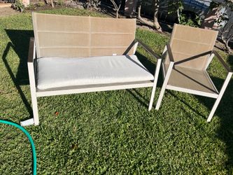 Outdoor bench and chair