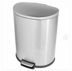 SW 13 gal. Stainless Steel Step-On Trash Can D-Shaped