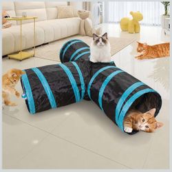 Cat Tunnel, 3 Way Cat Tunnels for Indoor Cats, Foldable Cat Tubes and Tunnels for Cats Kittens, Kitty Bored Peek Hole Toy Ball Cat, Puppy, Kitty, Kitt