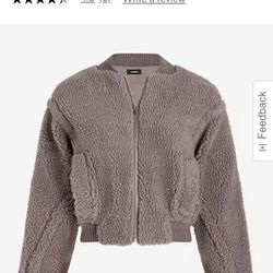 Express Teddy Cropped bomber Jacket