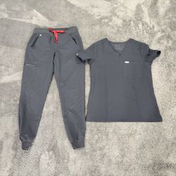 S/XS FIGS Charcoal scrub Set