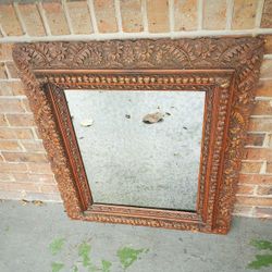 Vintage Antique Ornate Smoked Mirror 