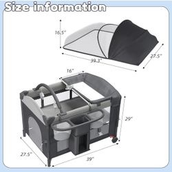 NEW HOMMOW 5-in-1 Baby Bassinet Bedside Sleeper with Swing Tube