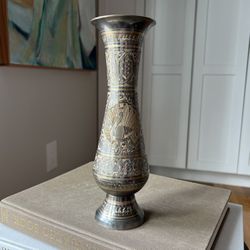 Vintage Brass Etched Vase ( firm on price )