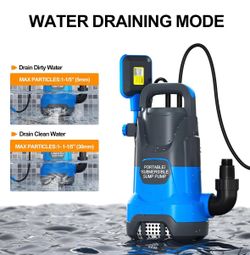 New Submersible Sump Pump With Float 1HP Clean/Dirty Water Removal 4500PGH,