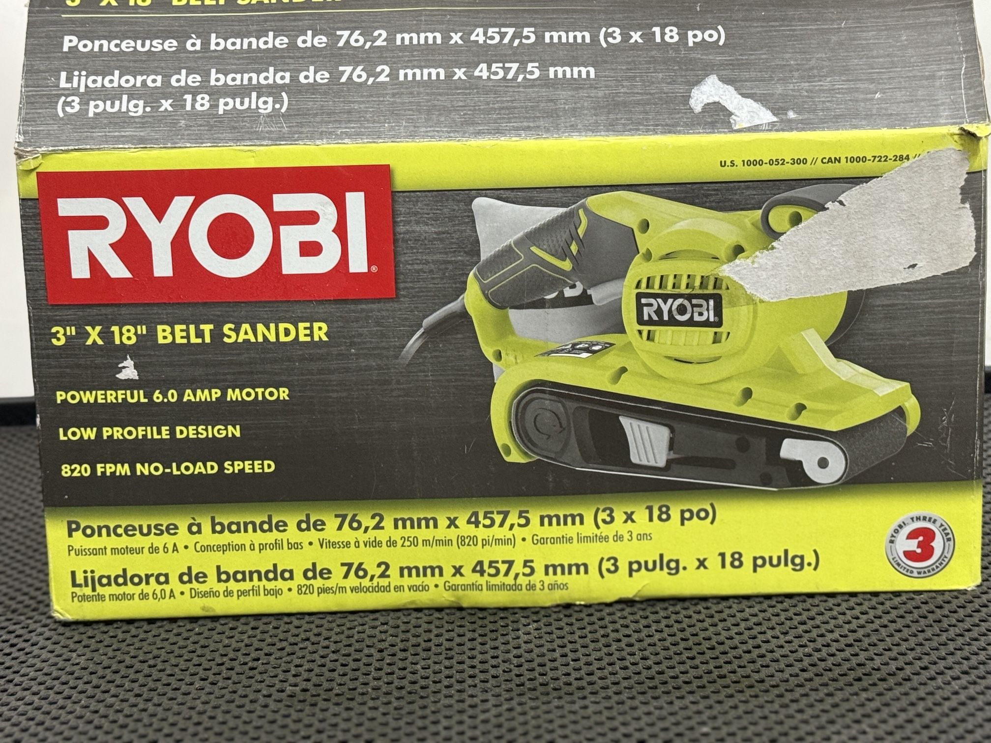 RYOBI 6 Amp Corded 3 in.W x 18 in.L Portable Belt Sander