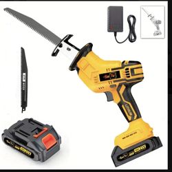 New Cordless 21V Rotary Saw And Electric Reciprocating Saw W/ 7” Wood Blade, Charger $25