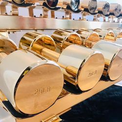 Weight Set Dipped In Gold. Dumbbell Weights 