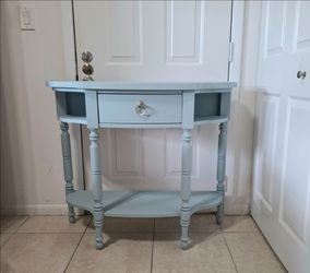 Light Blue Console Table with drawer and lower shelf