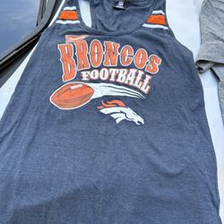 Women’s and men’s bronco T-shirts.
