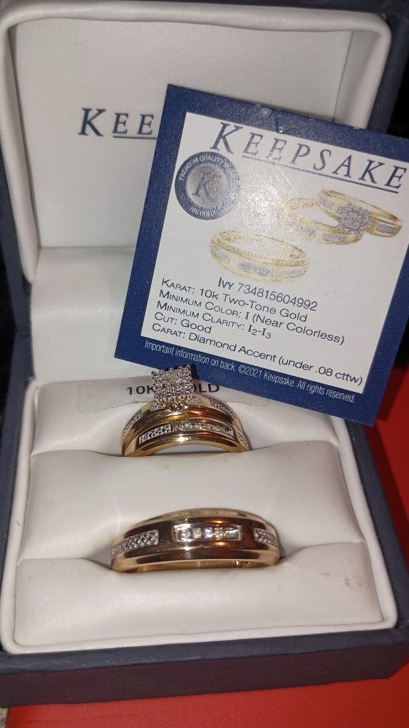 10k With Diamonds Trio Wedding Set